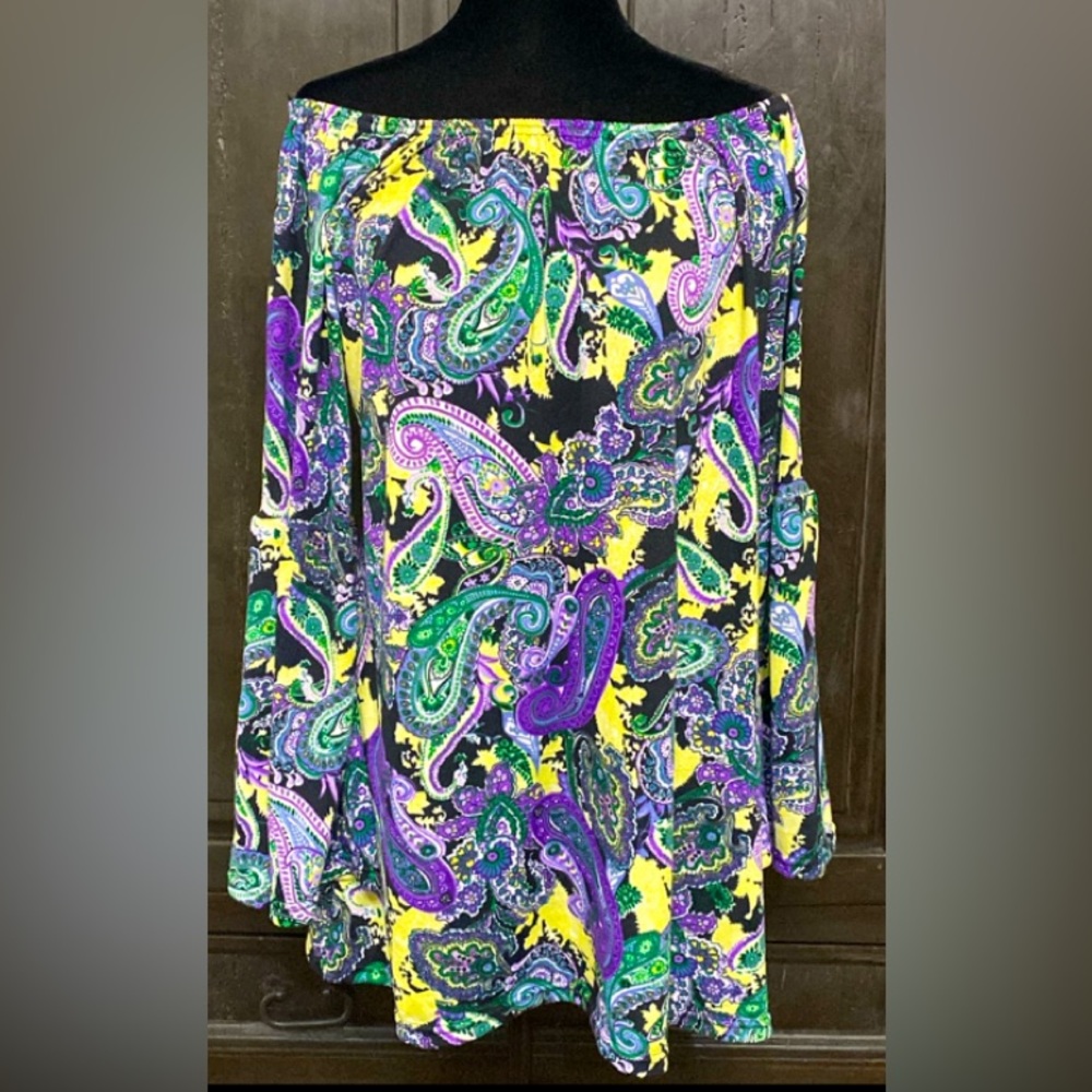Paisley Oversized sweater Tunic with qtr length sleeves - size XL